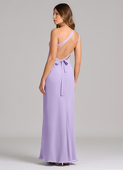 Azazie Monroe Jurken voor bruidsmeisjes Jurk van Chiffon met Kolom One-Shoulder Lila image2