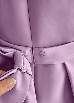 Azazie Princess Flower Girl Dresses Wisteria A-Line Pleated Matte Satin Dress image7