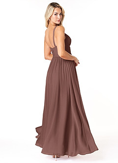Azazie Chanel Bridesmaid Dresses Espresso A-Line Pleated Chiffon Dress image5