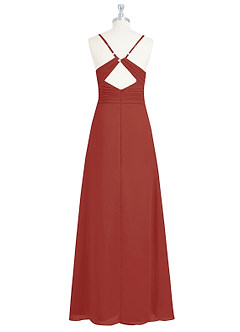 Azazie Haleigh Final Sale Burgundy A-Line Pleated Chiffon Dress image8