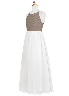 Azazie Brenna A-Line Pleated Chiffon Floor-Length Junior Bridesmaid Dress image8