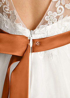 Azazie Lettie Flower Girl Dresses Ivory Copper Ball-Gown Lace Dress image6