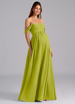 Azazie Saige Abiti da damigella d'onore premaman Abito A-Line Plissettato Chiffon Floor-Length image1