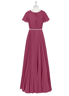 Azazie Kara Modest Bridesmaid Dresses A-Line Pleated Chiffon Floor-Length Dress image7