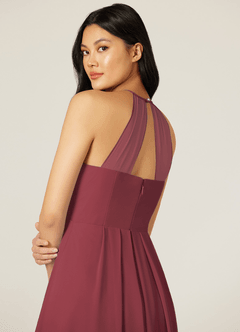 Azazie Sarah Final Sale Merlot Empire Pleated Chiffon Dress image7