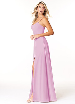 Azazie Moira Bridesmaid Dresses Candy Pink A-Line Scoop Chiffon Dress image3