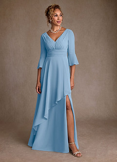 Azazie Eire Suknie dla Matki Panny Młodej Linia A Pofałdowany Szyfon Długość podłogi Sukienka image4