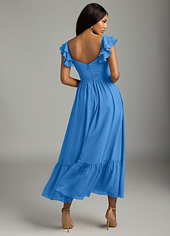 Azazie Anaya Brautjungfernkleider A-Linie Plissee Chiffon Kleid Blauhäher image5