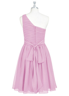 Azazie Katrina Bridesmaid Dresses Candy Pink A-Line One Shoulder Chiffon Dress image7