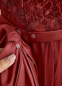 Azazie Cinna Flower Girl Dresses Rust A-Line Lace Tulle Dress image6