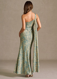 Vestido Platino Verde Azulado Largo Sapphira image3