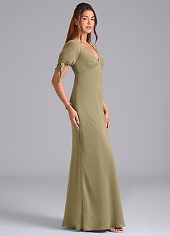 Azazie Pheby Bridesmaid Dresses Moss Green A-Line Pleated Chiffon Dress image5