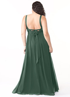 Azazie Aziza Bridesmaid Dresses Sea Moss A-Line V-Neck Pleated Chiffon Dress image8