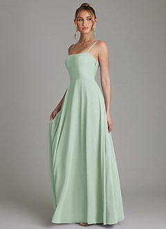 Azazie Elita At-home Try On Dresses Agave A-Line Pleated Chiffon Dress image5