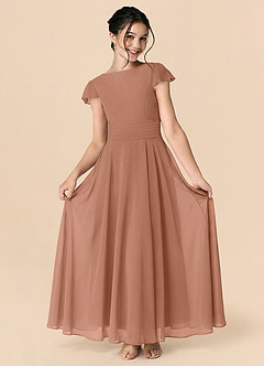 Azazie Payton Junior Bronzer A-Line Bow Chiffon Dress image3