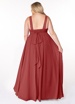 Azazie Kora Bridesmaid Dresses Rust A-Line Pleated Chiffon Dress image8