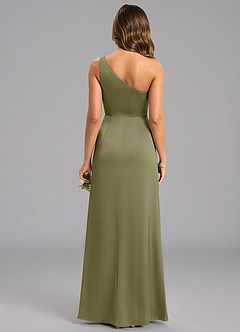 Azazie Phaedra Jurken voor bruidsmeisjes Jurk van Stretch Satijn met A-Lijn One-Shoulder Pistache image2
