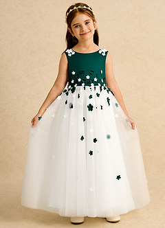 Azazie Eleni Sukienki dla dziewczynek sypiących kwiaty Suknia balowa Ukłon Tiul Długość kostki Sukienka image4