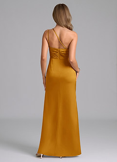 Azazie Eren Bridesmaid Dresses Butterscotch Mermaid One Shoulder Stretch Satin Dress image2