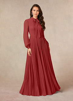 Azazie Adellah Mother of the Bride Dresses Rust A-Line Pleated Chiffon Dress image1