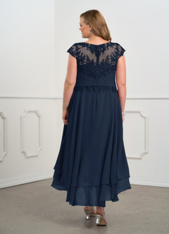 Azazie Shonda Mother of the Bride Dresses Dark Navy Lace Chiffon Dress image9