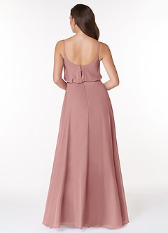 Azazie Lupe Bridesmaid Dresses Dusty Rose A-Line Scoop Blouson Chiffon Dress image2