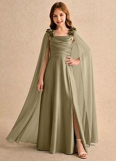 Azazie Rosita Girls Formal Flower Girl Klänningar Klänning A-Line i Stretch Satin Plisserad image1