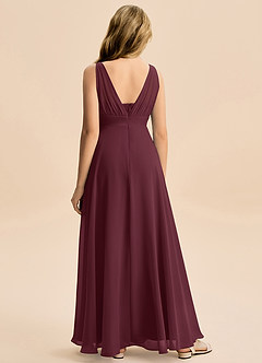 Azazie Odette Junior Vestido de Cabernet de Gasa de Corte en A con Escote de Corazón image7