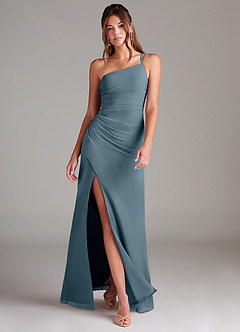 Azazie Eren Bridesmaid Dresses Twilight Sheath One Shoulder Chiffon Dress image2