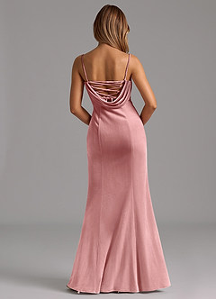 Azazie Karryn Robes de demoiselle d'honneur Robe Sirène en velours Corset Rose Poussiéreuse image5