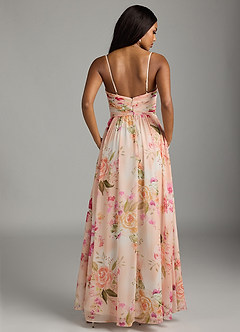 Azazie Alia Bridesmaid Dresses Abstract Bouquet Floral A-Line Pleated Chiffon Dress image7
