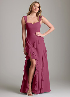 Azazie Sloane Bridesmaid Dresses Mulberry A-Line Sweetheart Neckline Chiffon Dress image3