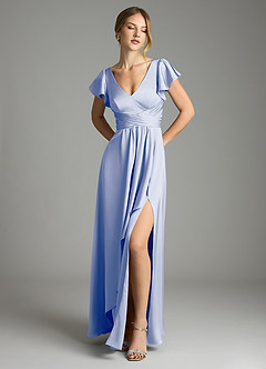 Azazie Omari Bridesmaid Dresses Ice A-Line Stretch Satin Dress image1
