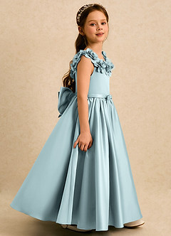 Azazie Eden Robe Demoiselle D'honneur Fillette Robe Princesse en Mat Satiné Plissée Brume image3