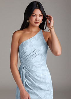 Azazie Mika Jurken voor bruidsmeisjes Jurk van Bloemen Burn-out met Kolom One-Shoulder Hemelsblauw image5