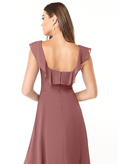 Azazie Jinny Bridesmaid Dresses Desert Rose A-Line Square Neckline Ruched Chiffon Dress image6
