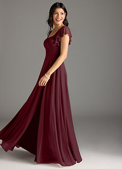 Azazie Bondi Bridesmaid Dresses Cabernet A-Line Ruched Mesh Dress image7