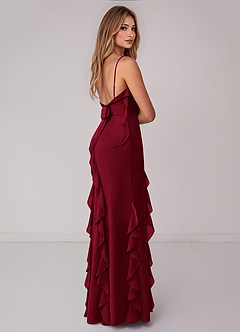 Azazie Malia Bridesmaid Dresses Burgundy Sheath Ruched Chiffon Dress image5