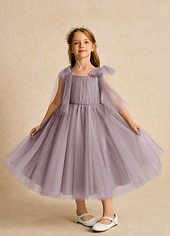 Azazie Dori Flower Girl Dresses Dusk A-Line Ruched Tulle Dress image6