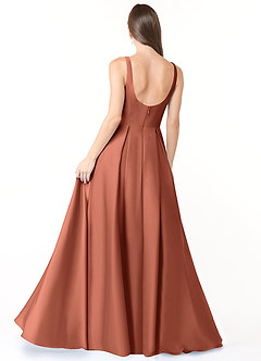 Azazie Neve Brautjungfernkleider Ballkleid mit Taschen Stretch-Satin Kleid Lehm image2