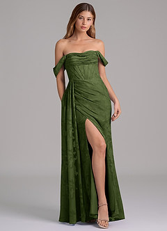 Azazie Amyra Vestidos de damas de honor Vestido de Oliva de Devorado Floral de Corte Sirena Convertible con Vestidos sin tirantes image3