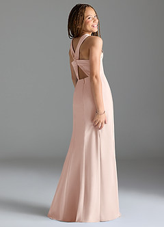 Azazie Rue Junior Robe Sirène en Mousseline de soie Fente Latérale Rose Pétale image5