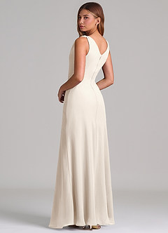Azazie Nerine Bridesmaid Dresses White Alabaster A-Line Pleated Chiffon Dress image2