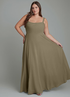Azazie Shaude Brautjungfernkleider A-Linie Plissee Chiffon Kleid Weidengrün image6