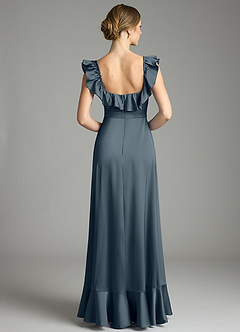 Azazie Lyra Robes de demoiselle d'honneur Robe Trapèze Convertible en Satin extensible Épaules dénudées Violet Crépusculaire image8