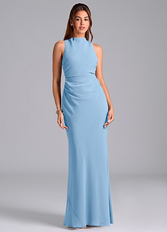 Azazie Evadne Suknie dla druhen Osłona Pofałdowany Szyfon Do ziemi Sukienka image3