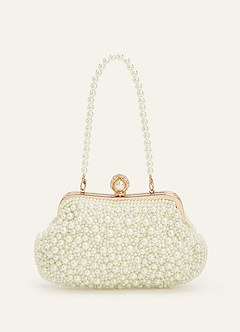 front Pearl Beaded Clutch Bag