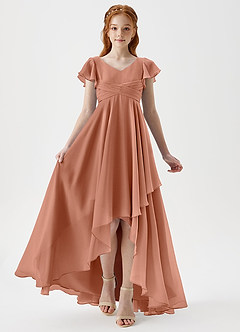 Azazie Caria Junior MAI TAI A-Line Pleated Chiffon Dress image6