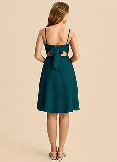 Azazie Shale Junior Pine A-Line Bow Chiffon Dress image2