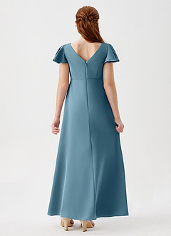 Azazie Soren Junior Bermuda A-Line Ruched Stretch Satin Dress image2